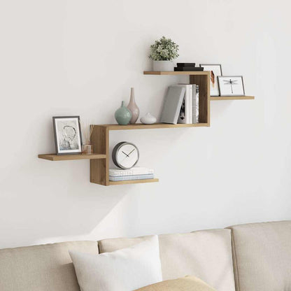 Scaffale a Parete Rovere Artigianale 104x15x49 cm in Truciolato | homemem39