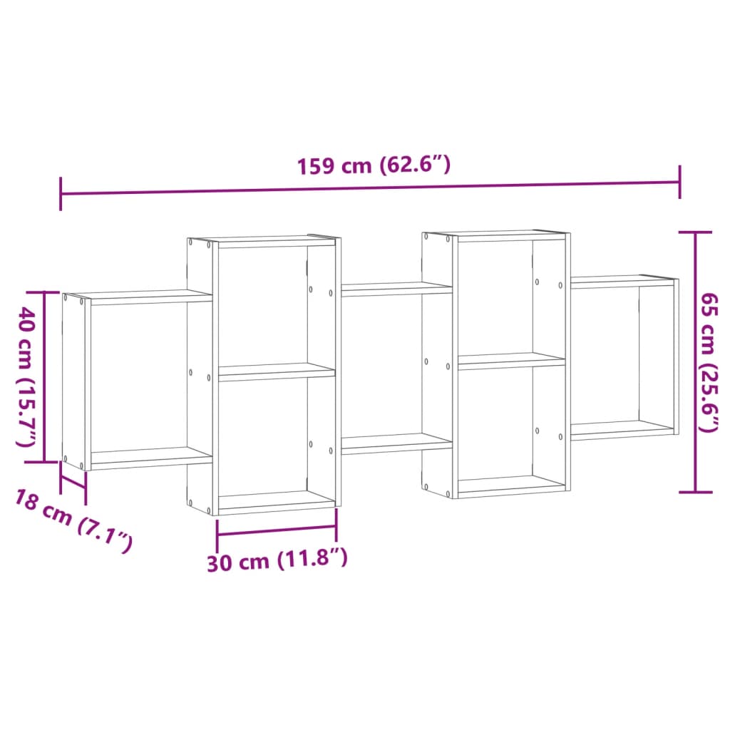Scaffale a Parete Bianco 159x18x65 cm in Legno Multistrato | homemem39