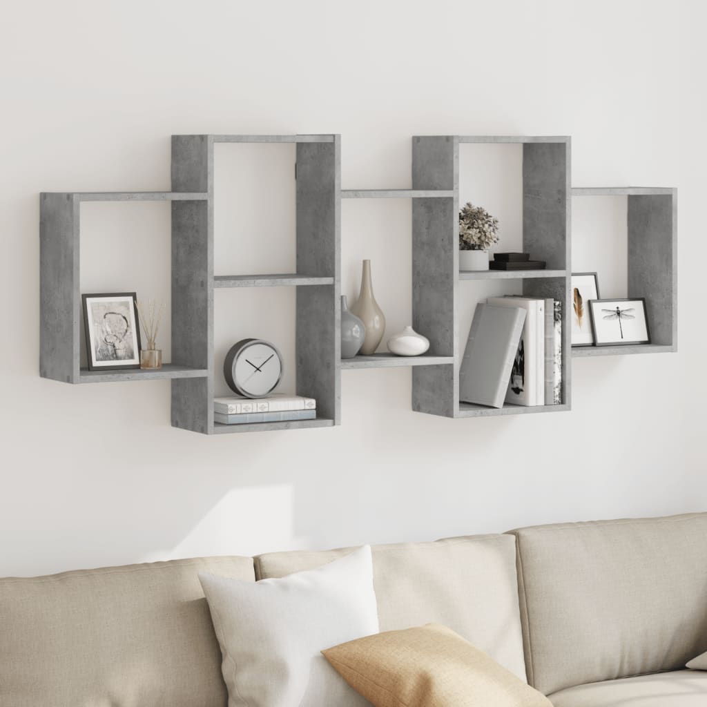 Scaffale a Muro Grigio Cemento 159x18x65 cm in Truciolato | homemem39