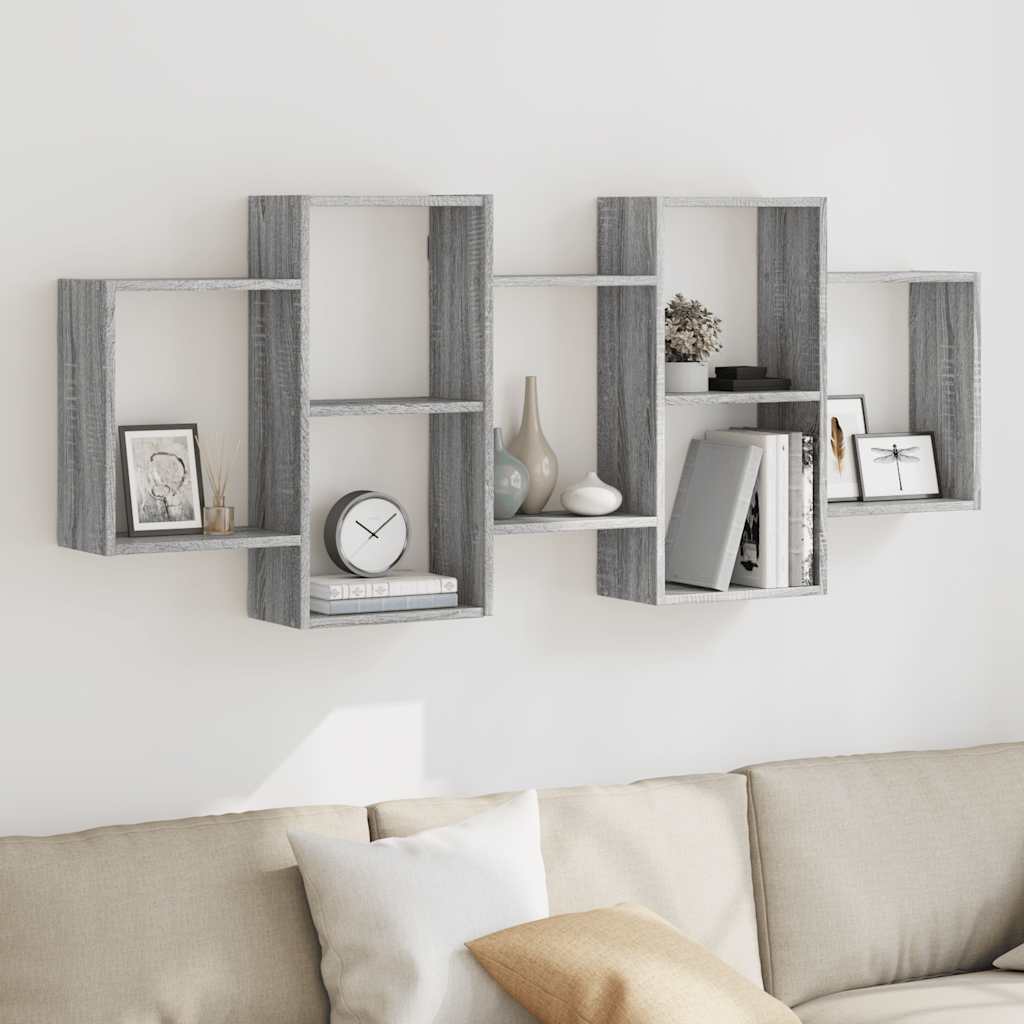 Mensola a Muro Grigio Sonoma 159x18x65 cm in Truciolato
