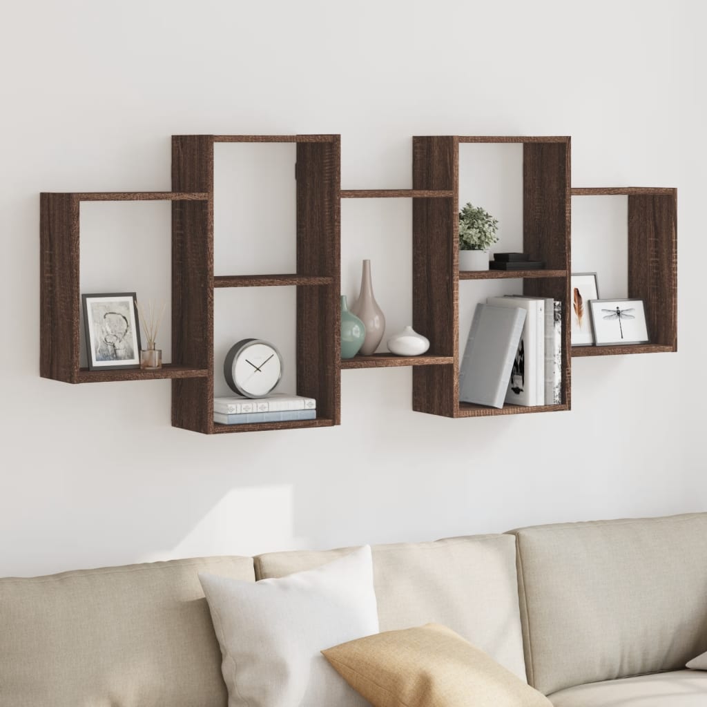 Scaffale a Parete Rovere Marrone 159x18x65 cm in Truciolato | homemem39