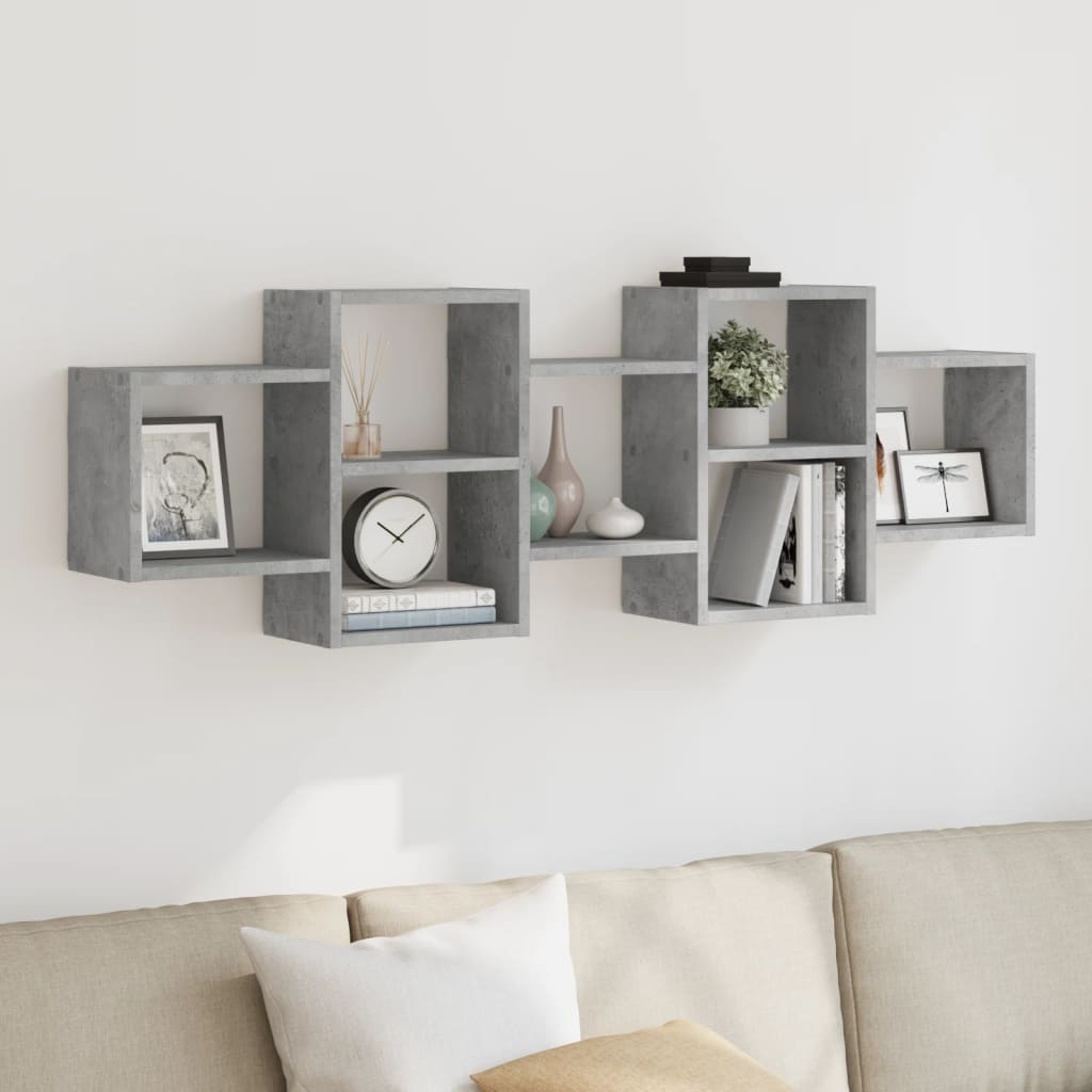 Scaffale a Muro Grigio Cemento 129x18x42 cm in Truciolato | homemem39