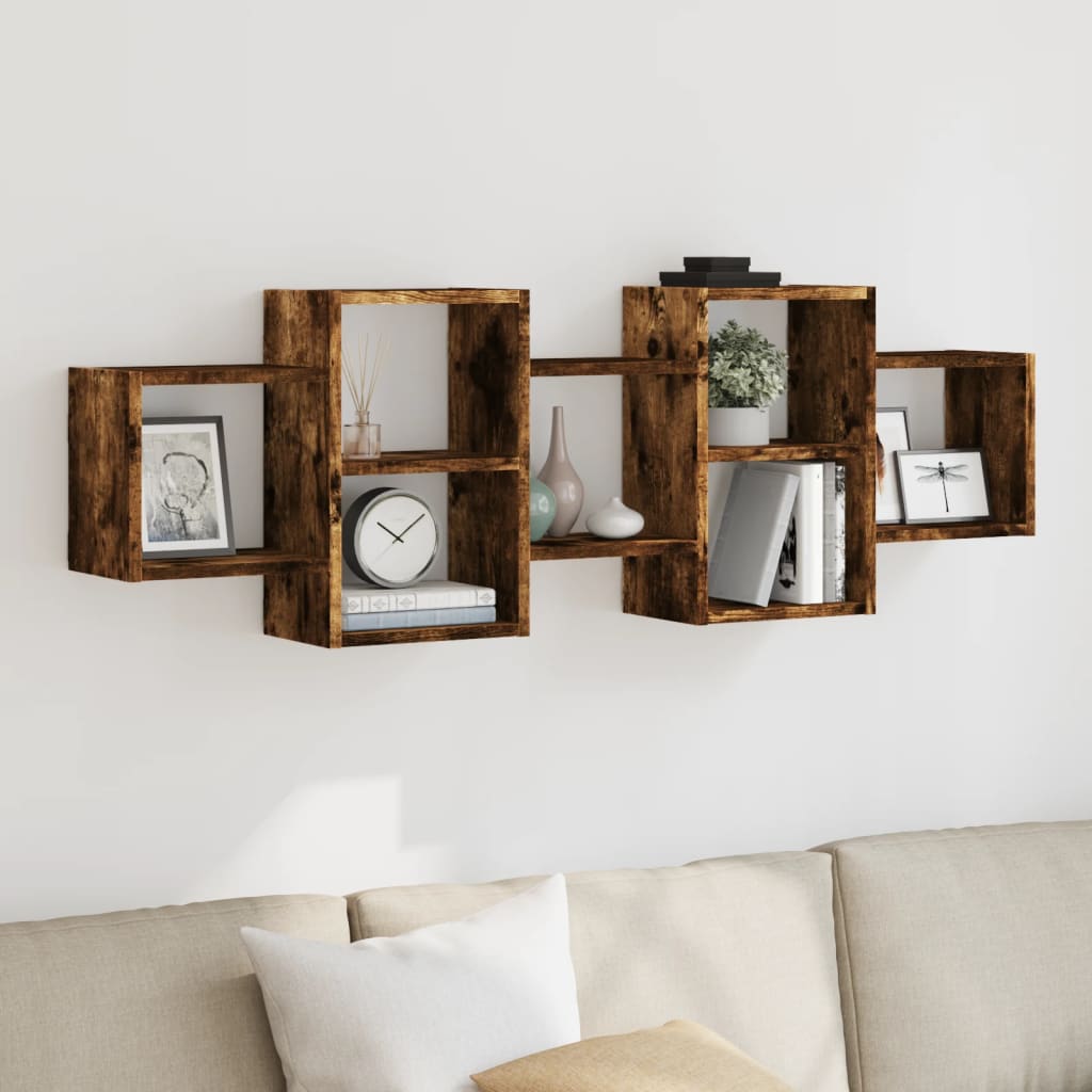 Mensola a Muro Rovere Fumo 129x18x42 cm in Truciolato | homemem39