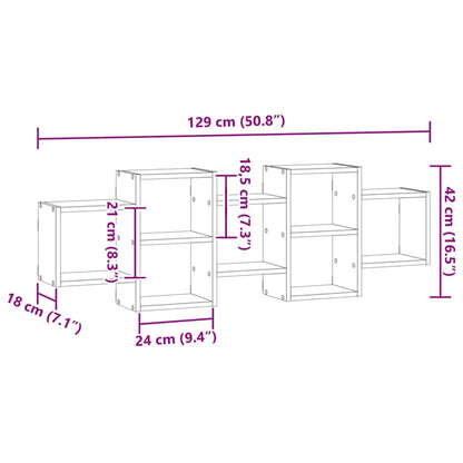Scaffale a Parete Rovere Artigianale 129x18x42 cm in Truciolato