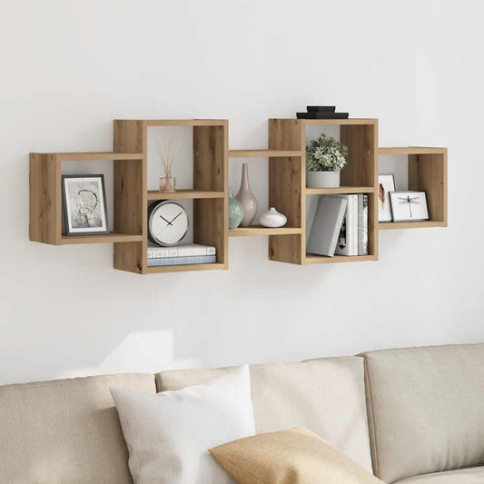 Scaffale a Parete Rovere Artigianale 129x18x42 cm in Truciolato | homemem39