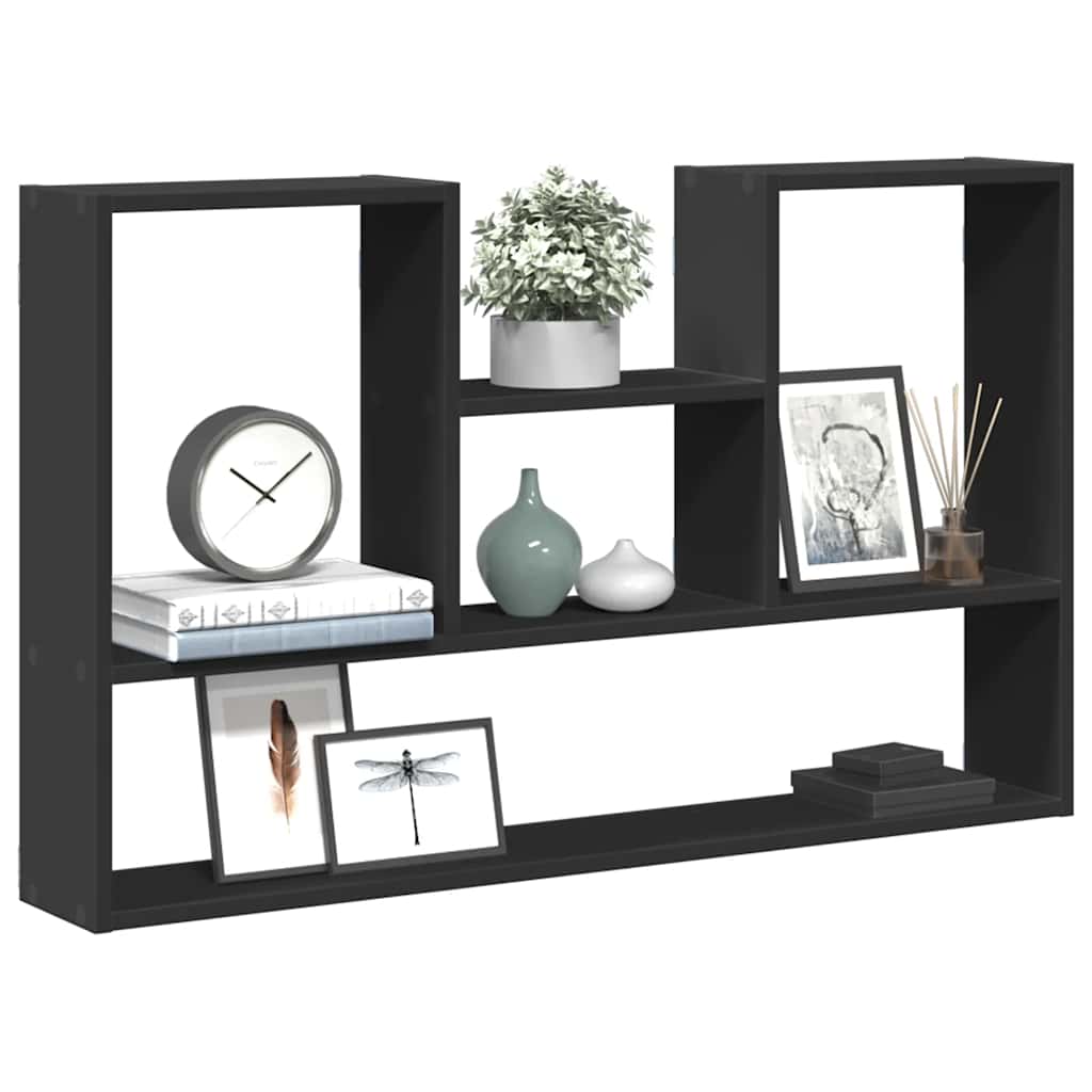 Scaffale a Parete Nero 99x15x60 cm in Truciolato | homemem39