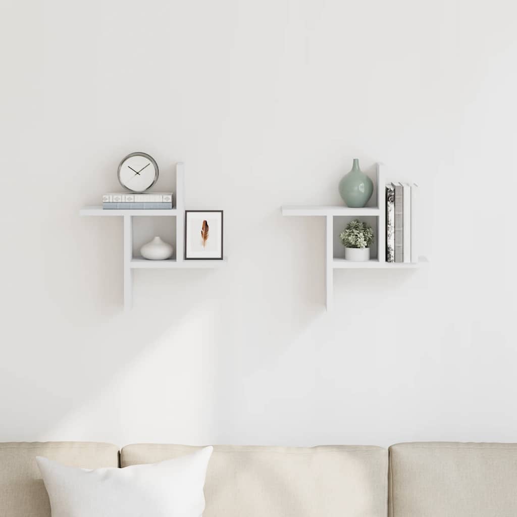 Mensole a Muro 2 pz Bianche 38x12x38 cm in Truciolato | homemem39