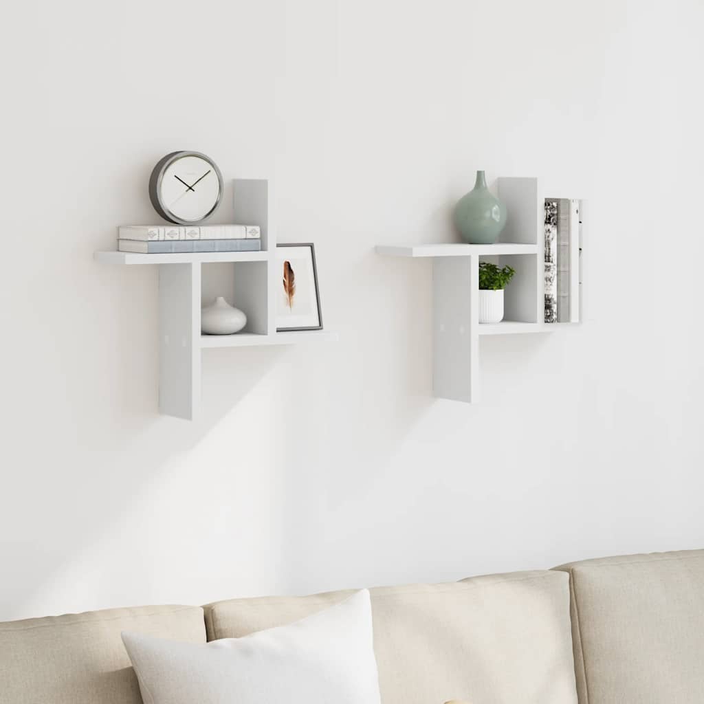 Mensole a Muro 2 pz Bianche 38x12x38 cm in Truciolato | homemem39