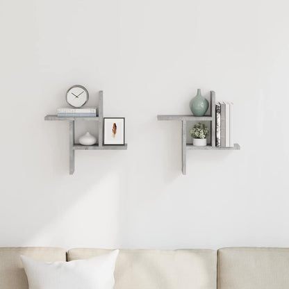 Mensole a Muro 2pz Grigio Cemento 38x12x38 cm in Truciolato