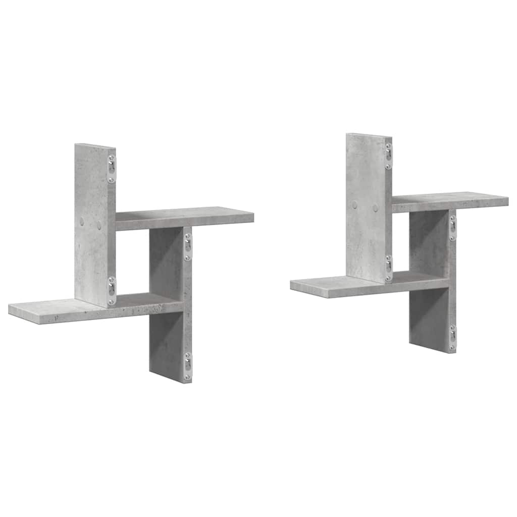 Mensole a Muro 2pz Grigio Cemento 38x12x38 cm in Truciolato