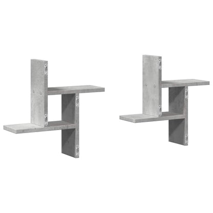 Mensole a Muro 2pz Grigio Cemento 38x12x38 cm in Truciolato