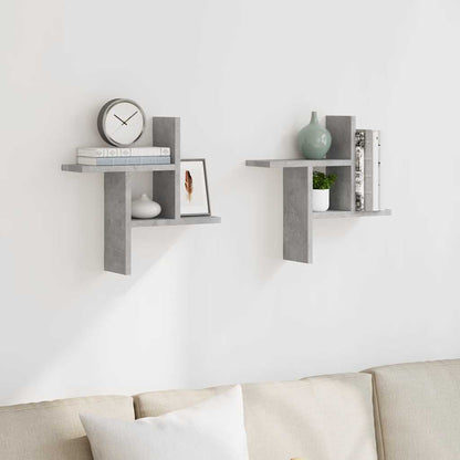 Mensole a Muro 2pz Grigio Cemento 38x12x38 cm in Truciolato