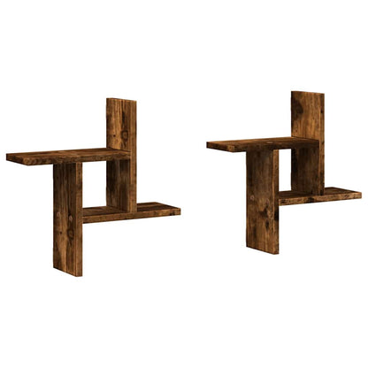 Mensole da Parete 2pz Rovere Fumo 38x12x38 cm in Truciolato