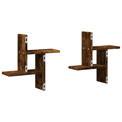Mensole da Parete 2pz Rovere Fumo 38x12x38 cm in Truciolato