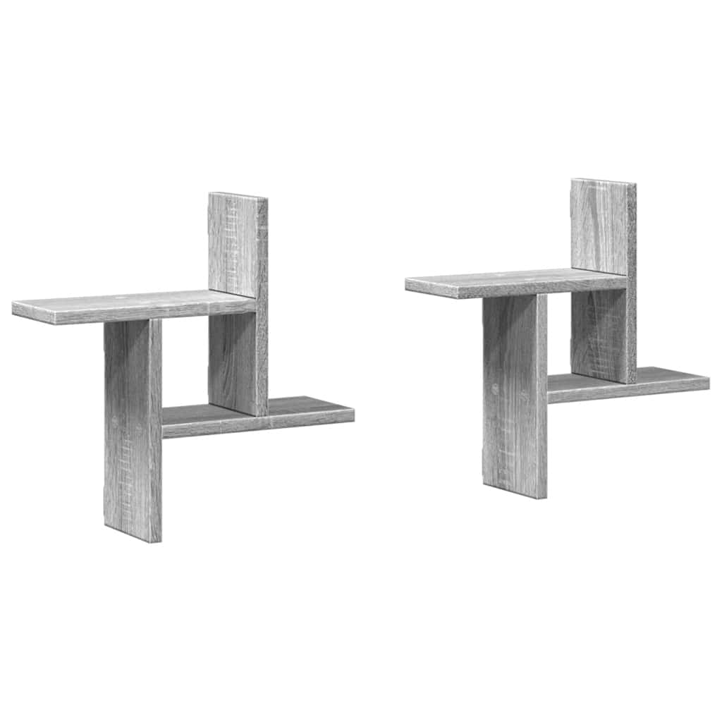 Mensole a Parete 2pz Grigio Sonoma 38x12x38 cm in Truciolato