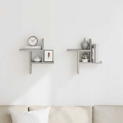 Mensole a Parete 2pz Grigio Sonoma 38x12x38 cm in Truciolato