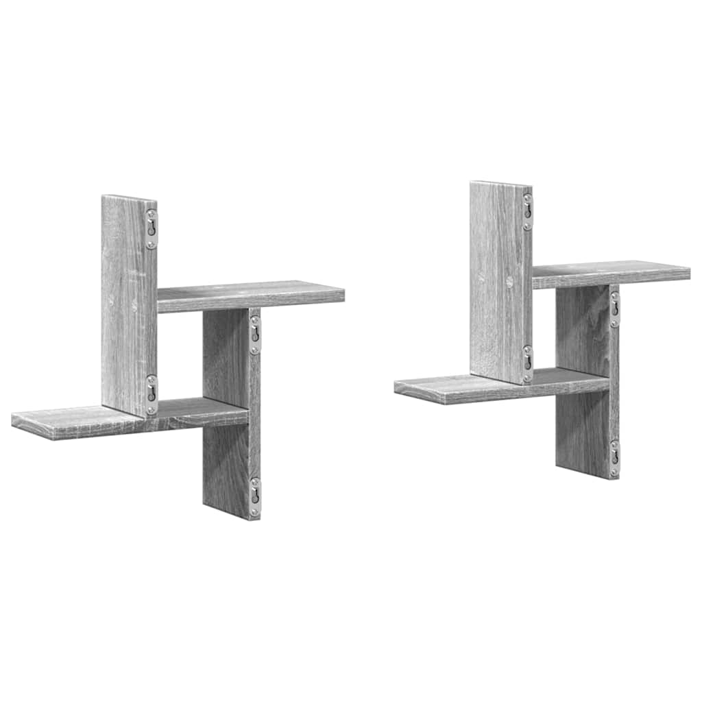 Mensole a Parete 2pz Grigio Sonoma 38x12x38 cm in Truciolato