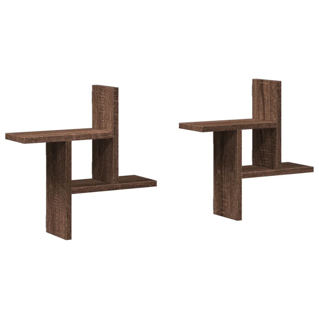 Mensole da Parete 2pz Rovere Marrone 38x12x38 cm in Truciolato