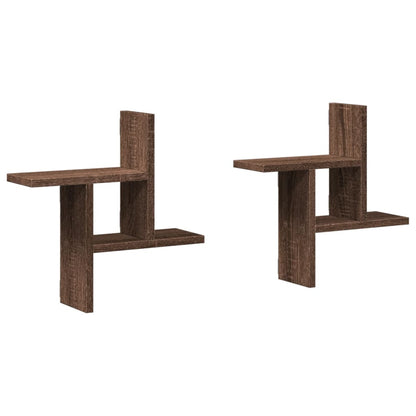 Mensole da Parete 2pz Rovere Marrone 38x12x38 cm in Truciolato
