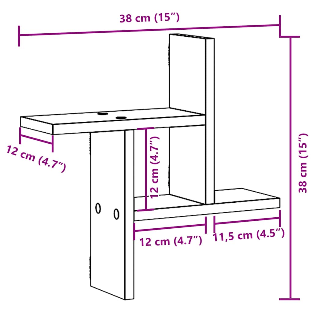 Mensole da Parete 2pz Rovere Marrone 38x12x38 cm in Truciolato | homemem39