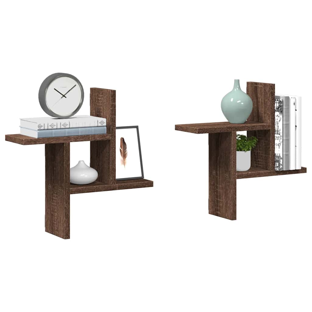 Mensole da Parete 2pz Rovere Marrone 38x12x38 cm in Truciolato | homemem39