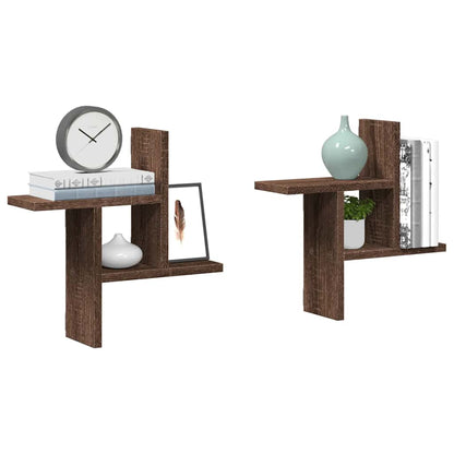 Mensole da Parete 2pz Rovere Marrone 38x12x38 cm in Truciolato | homemem39