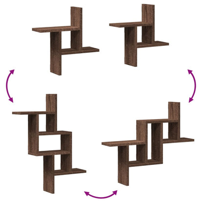 Mensole da Parete 2pz Rovere Marrone 38x12x38 cm in Truciolato