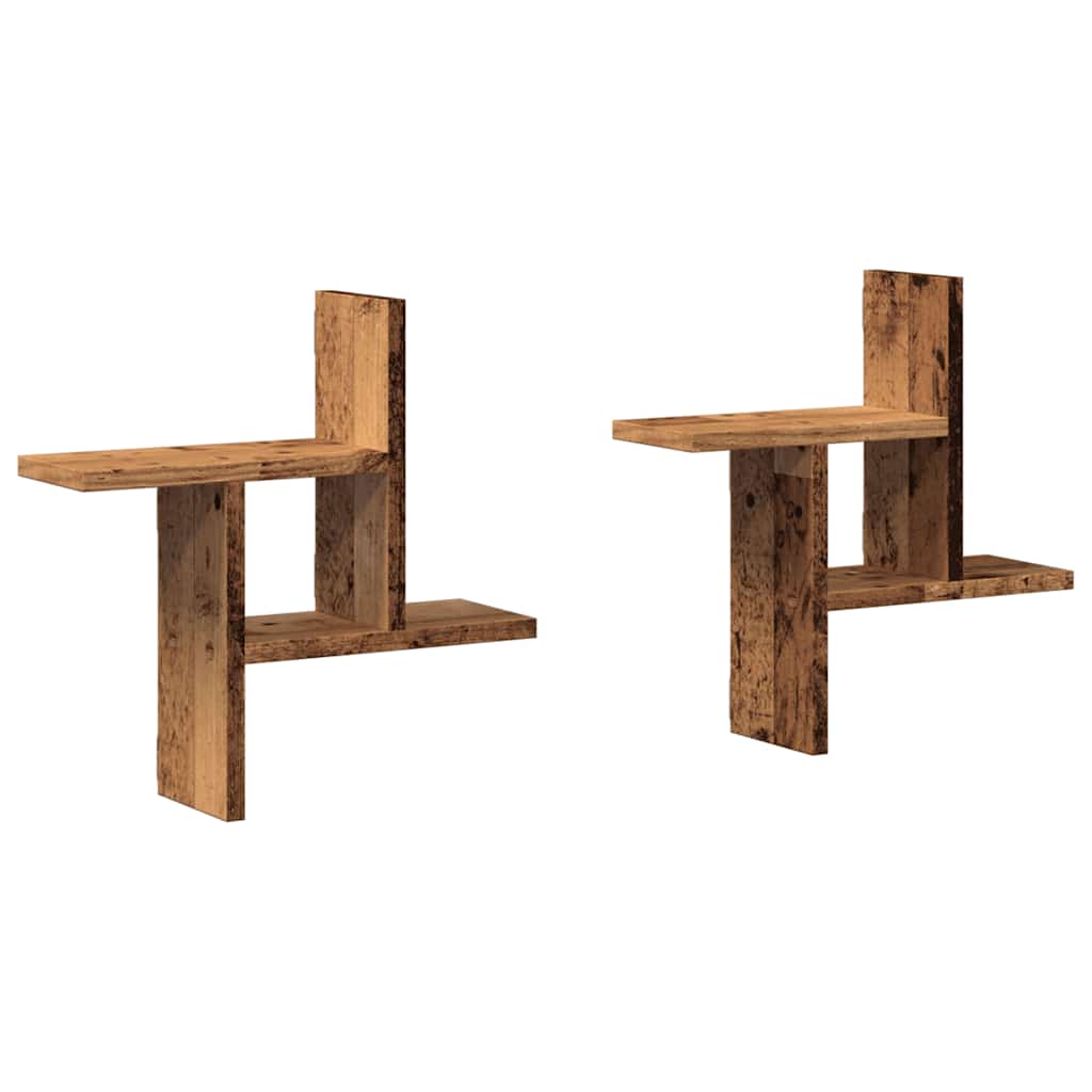 Mensole da Parete 2pz Legno Vecchio 38x12x38 cm in Truciolato | homemem39