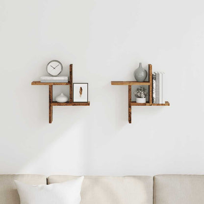 Mensole da Parete 2pz Legno Vecchio 38x12x38 cm in Truciolato | homemem39