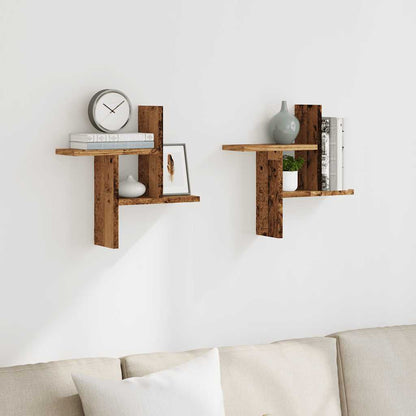 Mensole da Parete 2pz Legno Vecchio 38x12x38 cm in Truciolato | homemem39