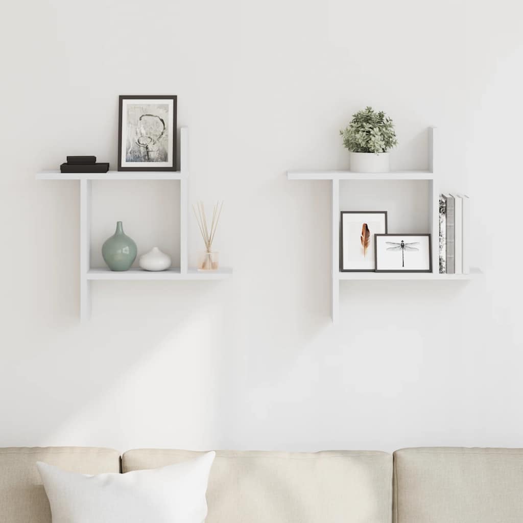 Mensole a Muro 2 pz Bianche 50x12x50 cm in Truciolato | homemem39