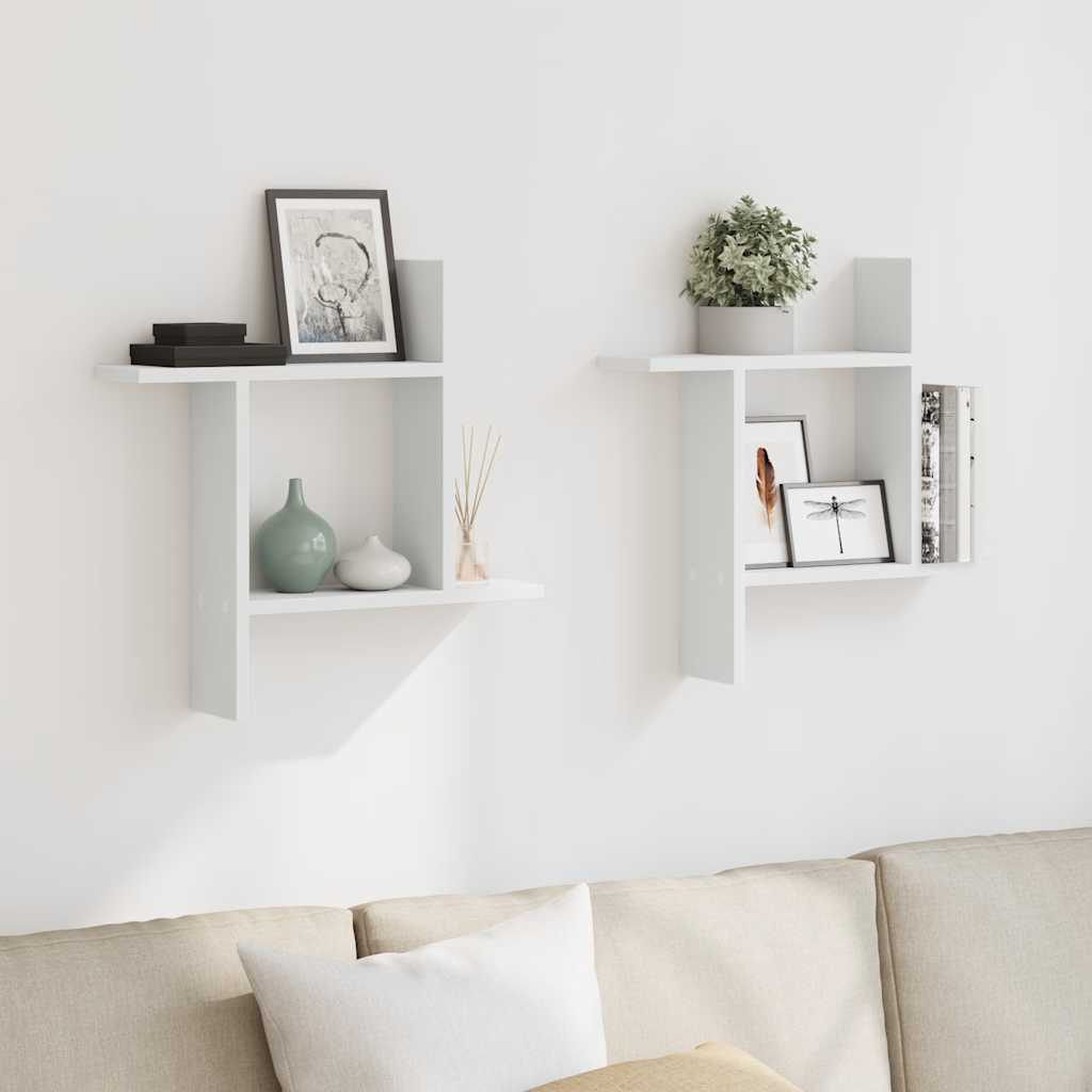 Mensole a Muro 2 pz Bianche 50x12x50 cm in Truciolato | homemem39