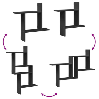 Mensole da Parete 2pz Nere 50x12x50 cm in Truciolato