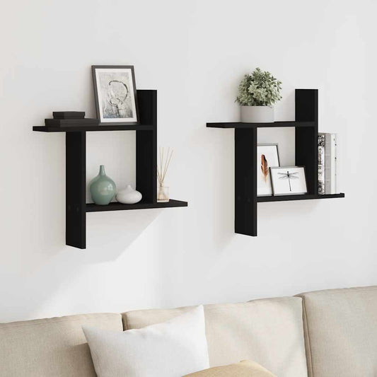 Mensole da Parete 2pz Nere 50x12x50 cm in Truciolato | homemem39