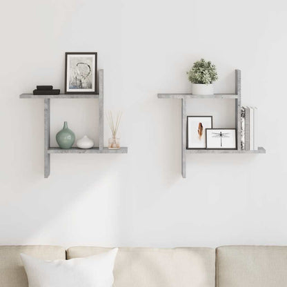 Mensole a Muro 2pz Grigio Cemento 50x12x50 cm in Truciolato