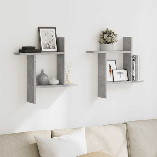 Mensole a Muro 2pz Grigio Cemento 50x12x50 cm in Truciolato | homemem39