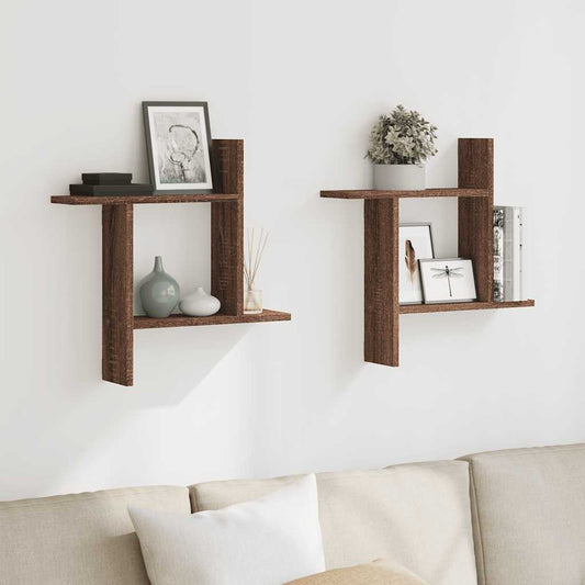 Mensole da Parete 2pz Rovere Marrone 50x12x50 cm in Truciolato | homemem39