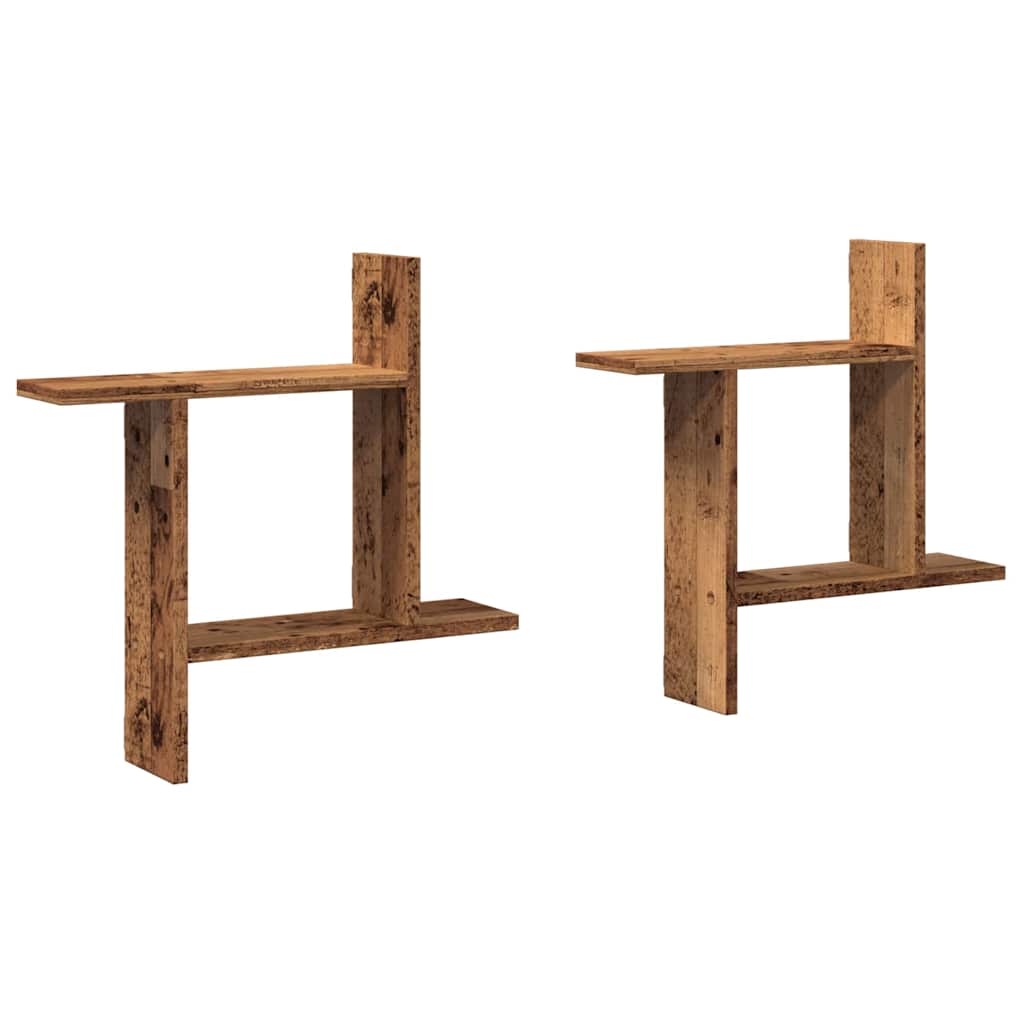 Mensole da Parete 2pz Legno Vecchio 50x12x50 cm in Truciolato