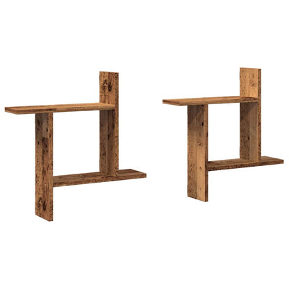 Mensole da Parete 2pz Legno Vecchio 50x12x50 cm in Truciolato