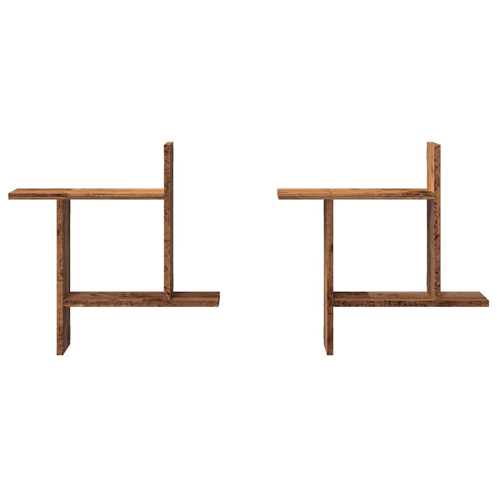 Mensole da Parete 2pz Legno Vecchio 50x12x50 cm in Truciolato