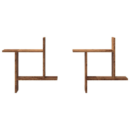 Mensole da Parete 2pz Legno Vecchio 50x12x50 cm in Truciolato