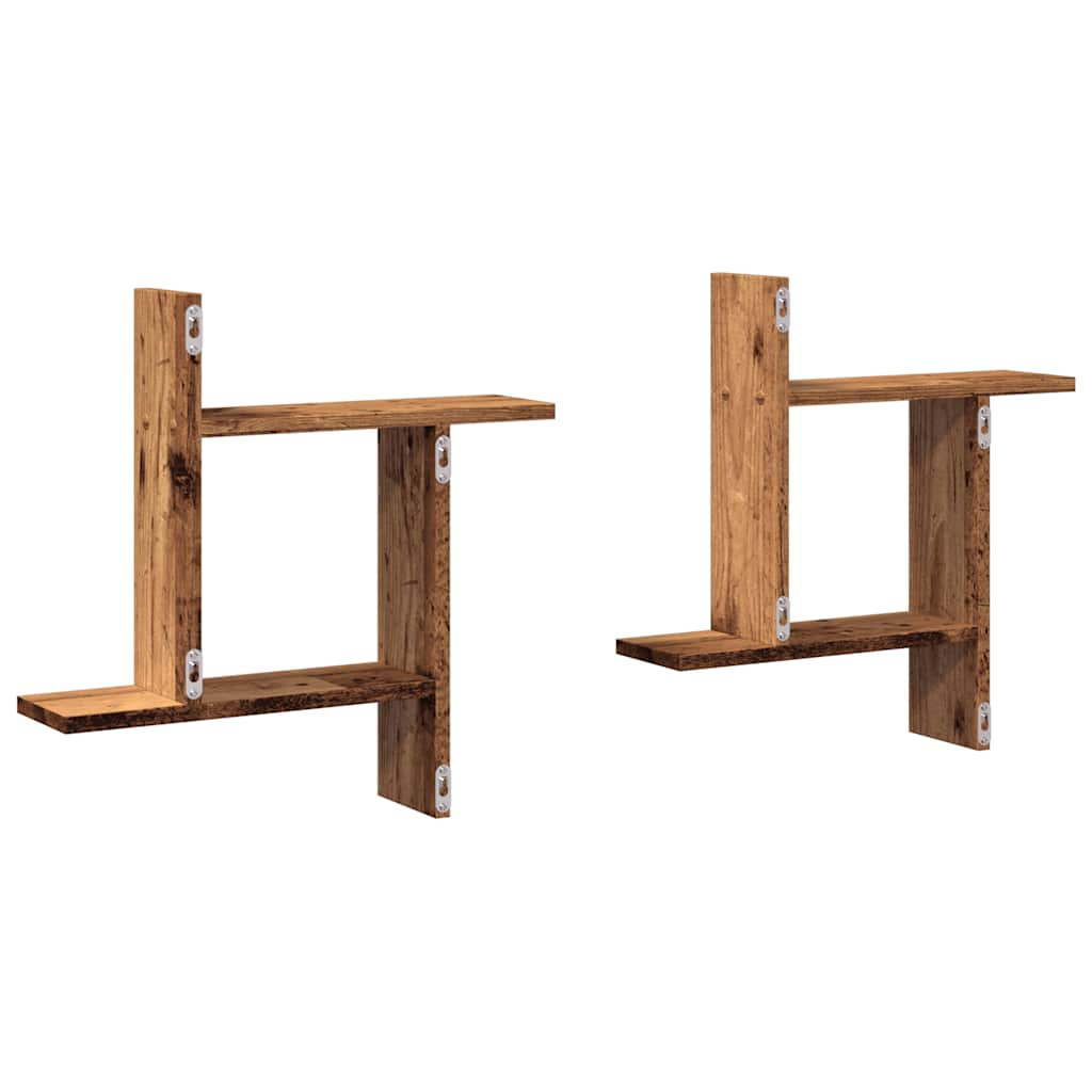 Mensole da Parete 2pz Legno Vecchio 50x12x50 cm in Truciolato