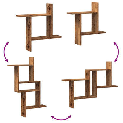 Mensole da Parete 2pz Legno Vecchio 50x12x50 cm in Truciolato