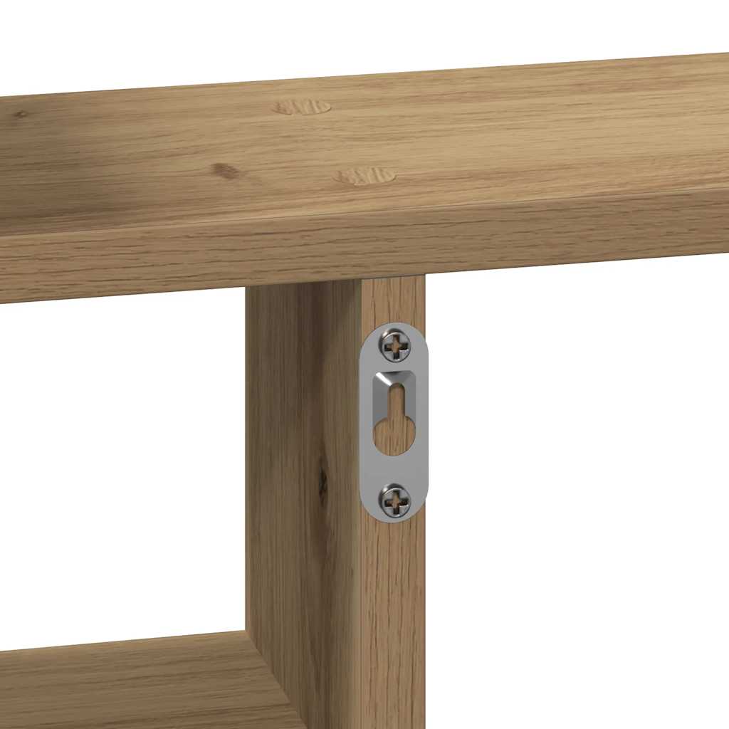 Mensole Parete 2pz Rovere Artigianale 50x12x50 cm in Truciolato
