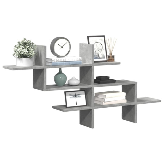 Scaffale a Muro Grigio Cemento 124,5x18x60,5 cm in Truciolato | homemem39