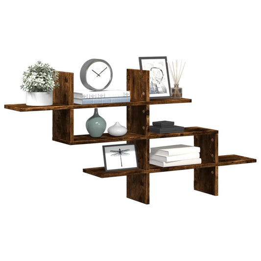 Mensola a Muro Rovere Fumo 124,5x18x60,5 cm in Truciolato | homemem39