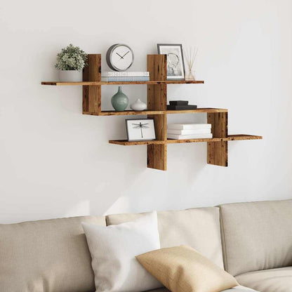 Scaffale a Parete Legno Vecchio 124,5x18x60,5 cm in Truciolato | homemem39