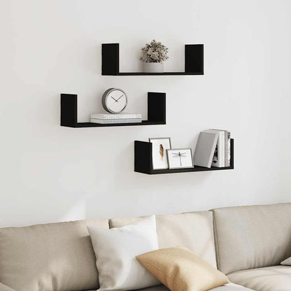 Mensole da Parete 2pz Nere 58x18x18 cm in Truciolato | homemem39