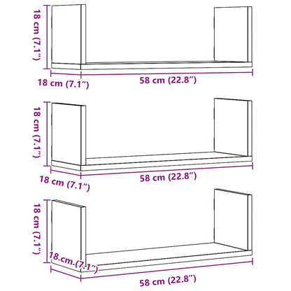 Mensole da Parete 2pz Nere 58x18x18 cm in Truciolato | homemem39