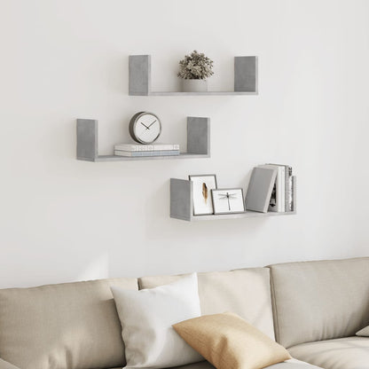 Mensole a Muro 2pz Grigio Cemento 58x18x18 cm in Truciolato | homemem39
